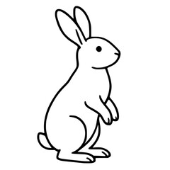 Obraz premium Vector Art of Cute Rabbit in Hand-Drawn Style: Cartoon Character Line Art for Easter Bunny and Children's Book Illustration