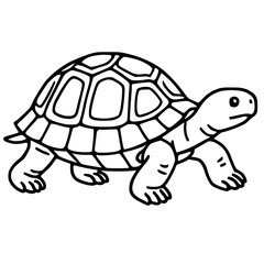 Fototapeta premium Playful Cartoon Turtle Vector Illustration - Cute Reptile Line Art for Kids' Coloring Pages and Wildlife Education
