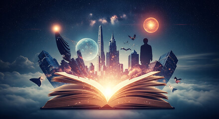 magic book with magic lights