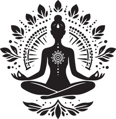 Meditating woman with floral mandala symbolizing inner peace vector illustration  