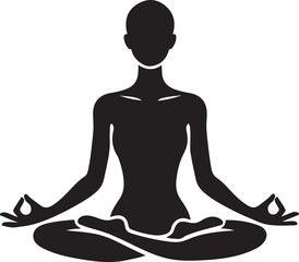 Woman meditating in lotus pose for mindfulness and wellness vector illustration  