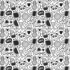 Playful Doodle Pattern in Black and White