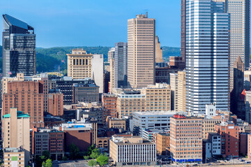 Aerial view of Pittsburgh downtown, Pennsylvania.	