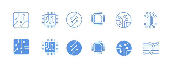 Circuit board icon set
