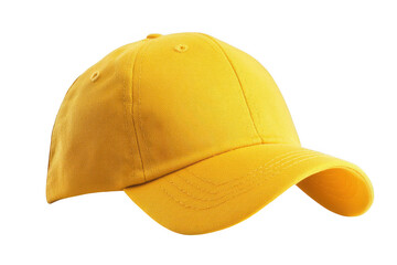 Fototapeta premium Yellow baseball cap isolated on white background on transparent background