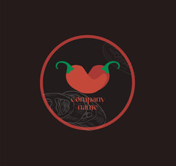 "Editable vector chilli logo designed for a premium spices brand, combining a sleek chilli icon with modern typography for a bold and professional look. with the heart look.