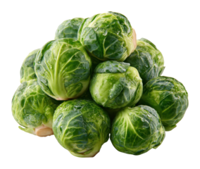 Fresh brussels sprouts harvest local farm food greenhouse healthy eating isolated on transparent background
