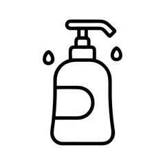Obraz premium Line illustration of soap dispenser with water droplets 