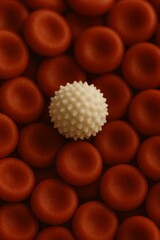 white cell with red cell background