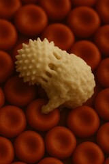 white cell with red cell background