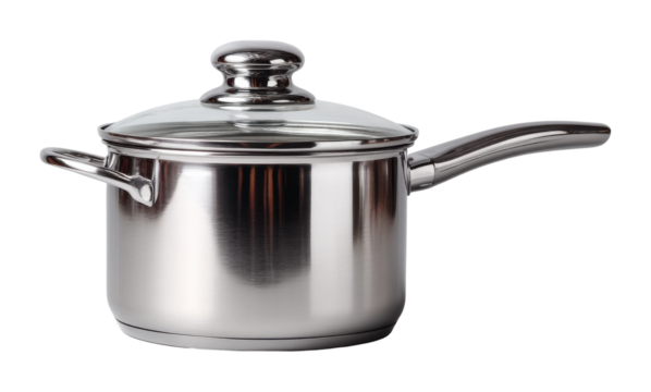 Cooking essentials stainless steel pot for home chefs modern kitchen product clean view isolated on transparent background