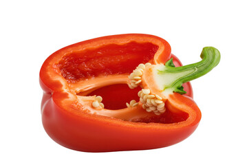 Red bell pepper half isolated on transparent background