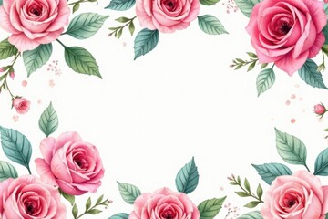 Delicate watercolor roses & leaves, repeating pattern, romantic, surface, beauty