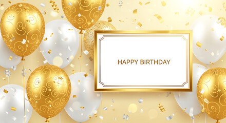 golden happy birthday card