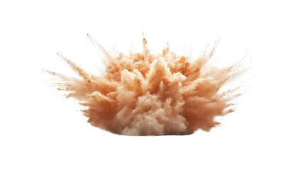 Abstract Beige Powder Explosion on Transparent Background