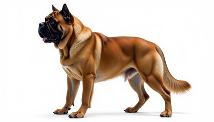 Majestic mastiff, powerful stance, white background, loyal, breed, muscle