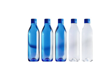 Five Bottles of Water: A Refreshing Display in Transparent Background