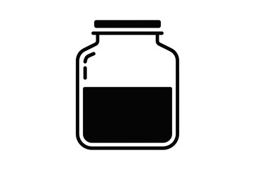 Glass jar container filled with dark liquid icon