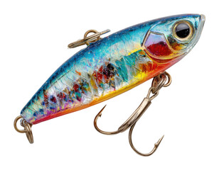 Fishing lure spotlight adventure product showcase colorful environment view angling gear isolated on transparent background