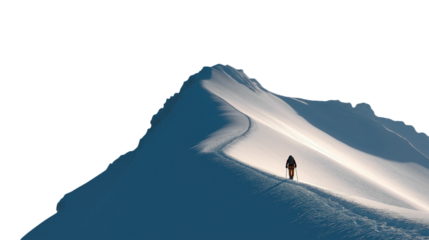 Mountaineer on the Way to the Summit, Isolated on Transparent Background