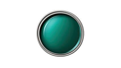 Top View of a Teal Paint Can with Metallic Rim