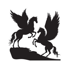flying unicorn hors silhoutte illustration