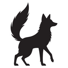 Fox silhouette icon vector illustration featuring wild animal design in black tattoo style with nature and wildlife elements