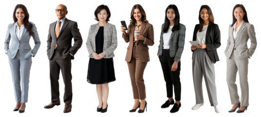 PNG Diverse professional business team, element set on transparent background