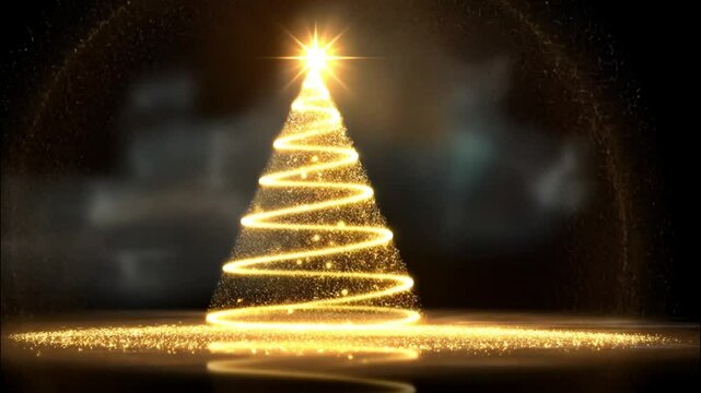 Sparkling gold Christmas tree graphic