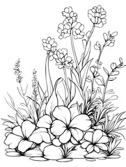 Meadow restoration with native plants, vector illustration