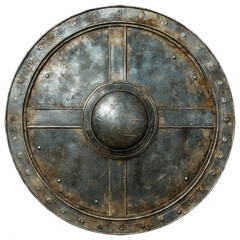 Weathered Metal Shield, Rustic Round Shield, Medieval Warrior Gear, Ancient Battle Shield, Textured Iron Buckler