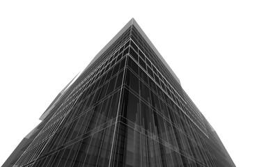 Architecture building 3d. Concept sketch.