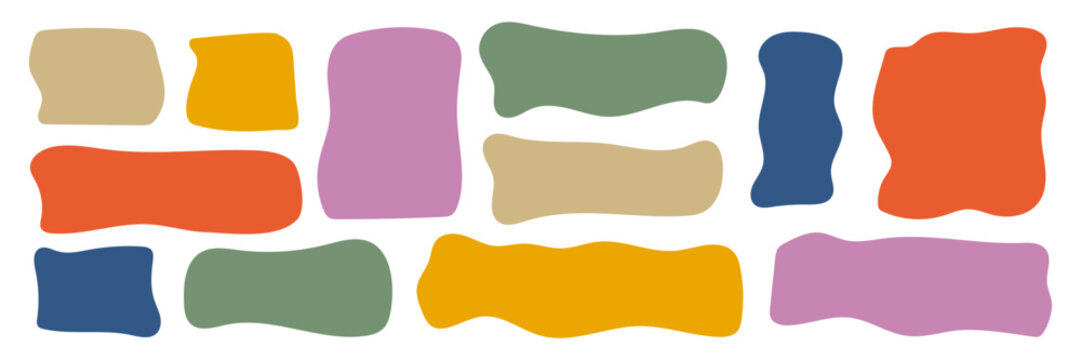 Irregular wavy shape in trendy pastel colors. Modern organic vector frame for branding, text highlight, background, sticker, social media, web elements, creative design, label