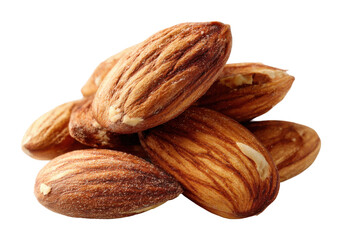 Delicious raw almonds natural food view healthy snacking concept isolated on transparent background
