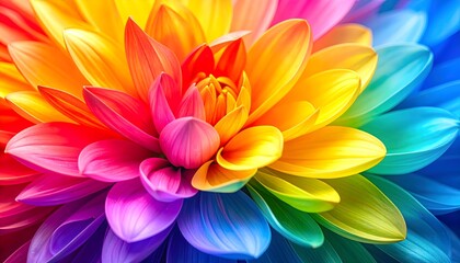 Obraz premium Abstract Chrysanthemum Petals in Rainbow Flow. Japanese Inspired Background