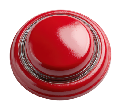Pressing the red button a symbol of action in modern technology and design environments isolated on transparent background