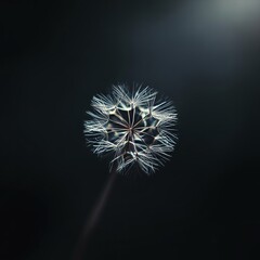 Delicate Dandelion Blossom: Ethereal White Blowball with Pollen Magic in Macro Close-Up Photography 