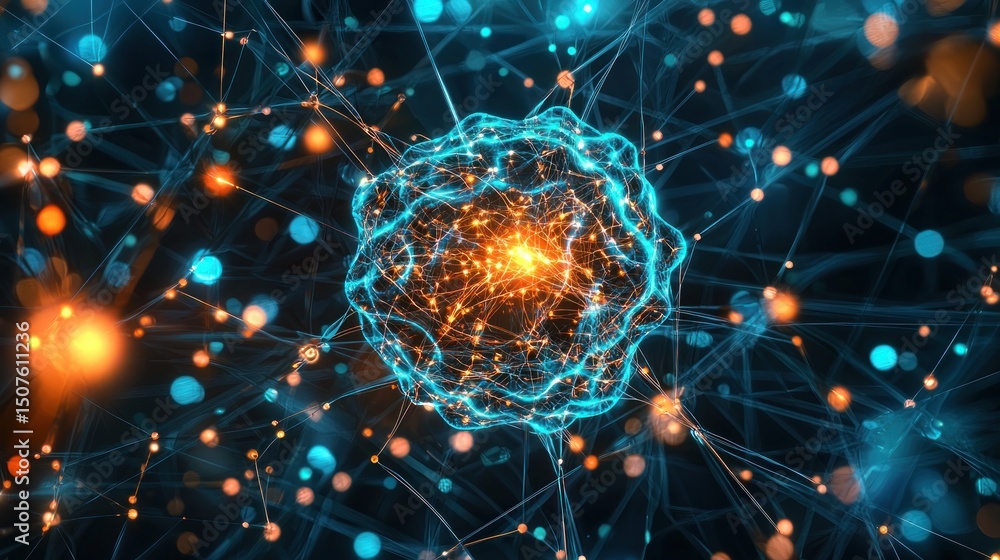 Poster abstract neural network visualization: a symphony of light and connections