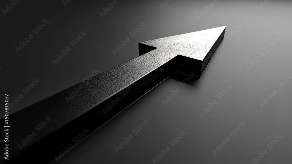 Poster black arrow in a sleek design with rain droplets on a smooth surface highlighting modern aesthetics 