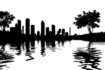 Flood markers on city buildings, vector illustration art