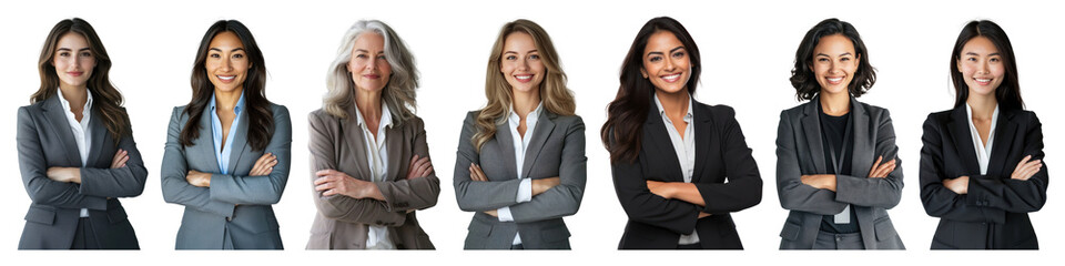 PNG Diverse professional women smiling, element set on transparent background