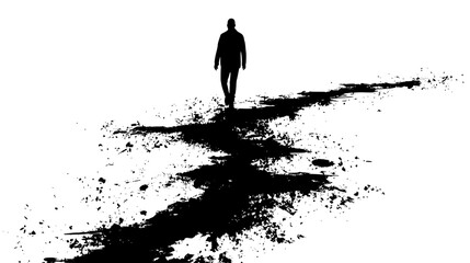 Fototapeta premium Person crossing milestone off list, vector graphic