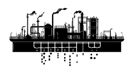 Obraz premium Wastewater treatment plant filtering contaminants, vector design