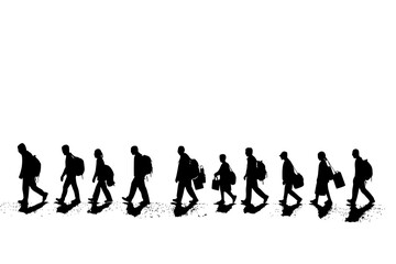 Workers transitioning between industries, vector illustration art