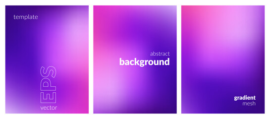 Abstract liquid background set. Gradient mesh. Effect bright color blend. Blurred fluid colorful mix. Modern design template for web covers, ad banners, posters, brochures, flyers. Vector image EPS