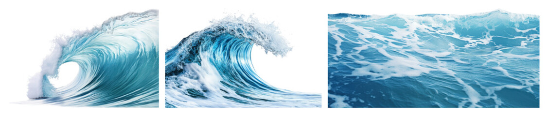 Obraz premium PNG Dynamic ocean wave photography, element set on transparent background