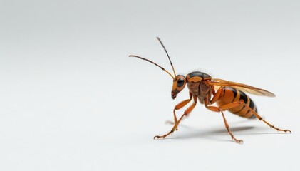 Close-up of single insect on pure white backdrop, miniature, nature, studio