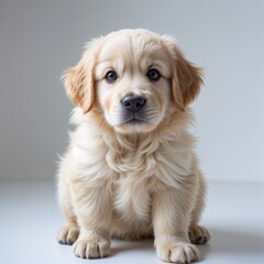 golden retriever puppy on white background