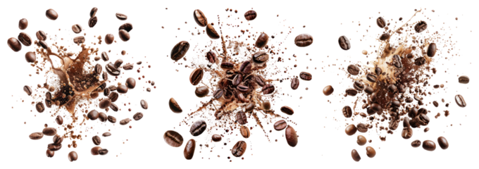 PNG Dynamic coffee explosion art, element set on transparent background