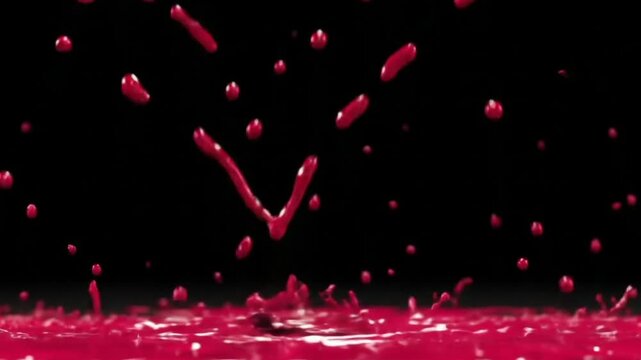 Red paint splash on black background.  Generative AI